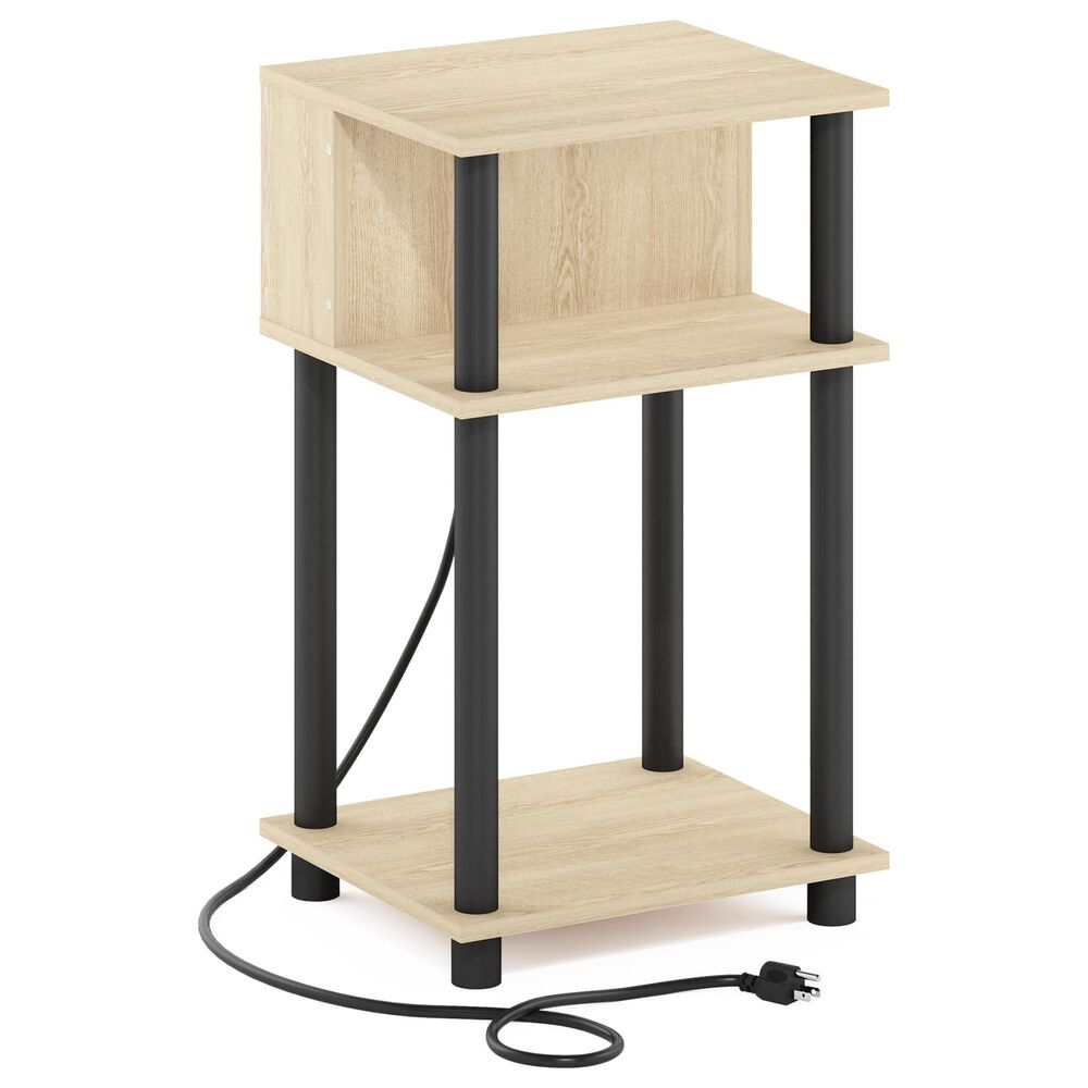 HOMLUX 3-Tier Turn-N-Tube End Table in Bauhaus Oak and Black, , large