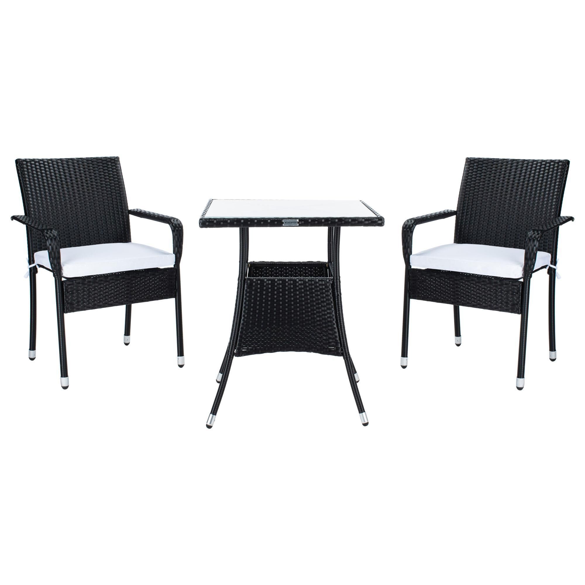 Safavieh Del 3 Piece Patio Bistro Set in Black NFM