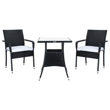 Safavieh Del 3-Piece Patio Bistro Set in Black, , large