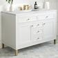 James Martin Vanities Chicago 48" Single Bathroom Vanity in Glossy White with 3 cm Ethereal Noctis Quartz Top and Rectangular Sink, , large