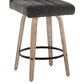 LumiSource Hank Swivel Counter Stool with Black Fabric Upholstery in Whitewashed and Black (Set of 2), , large