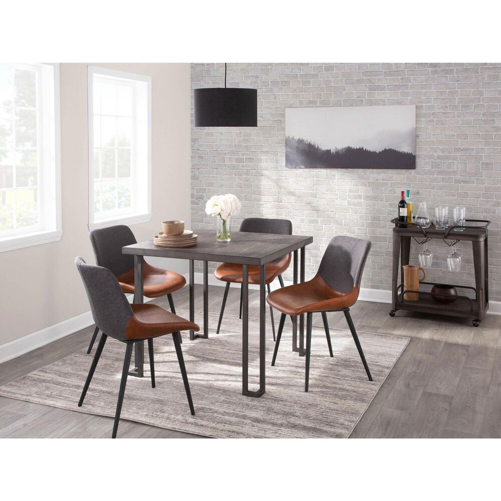 Lumisource Outlaw Side Chair with Brown and Grey Cushion in Black (Set of 2), , large