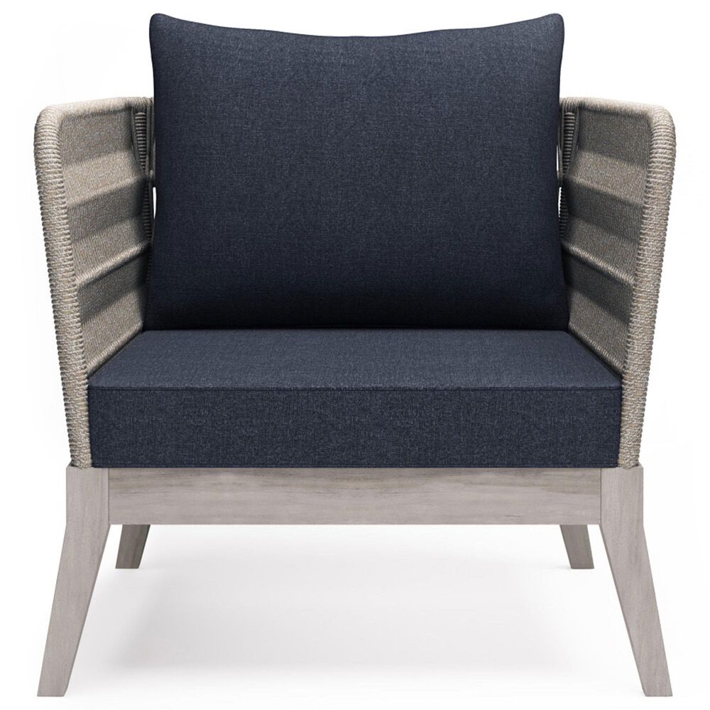 Hearth and Haven Santiago Outdoor Conversation Chair in Slate Grey, , large