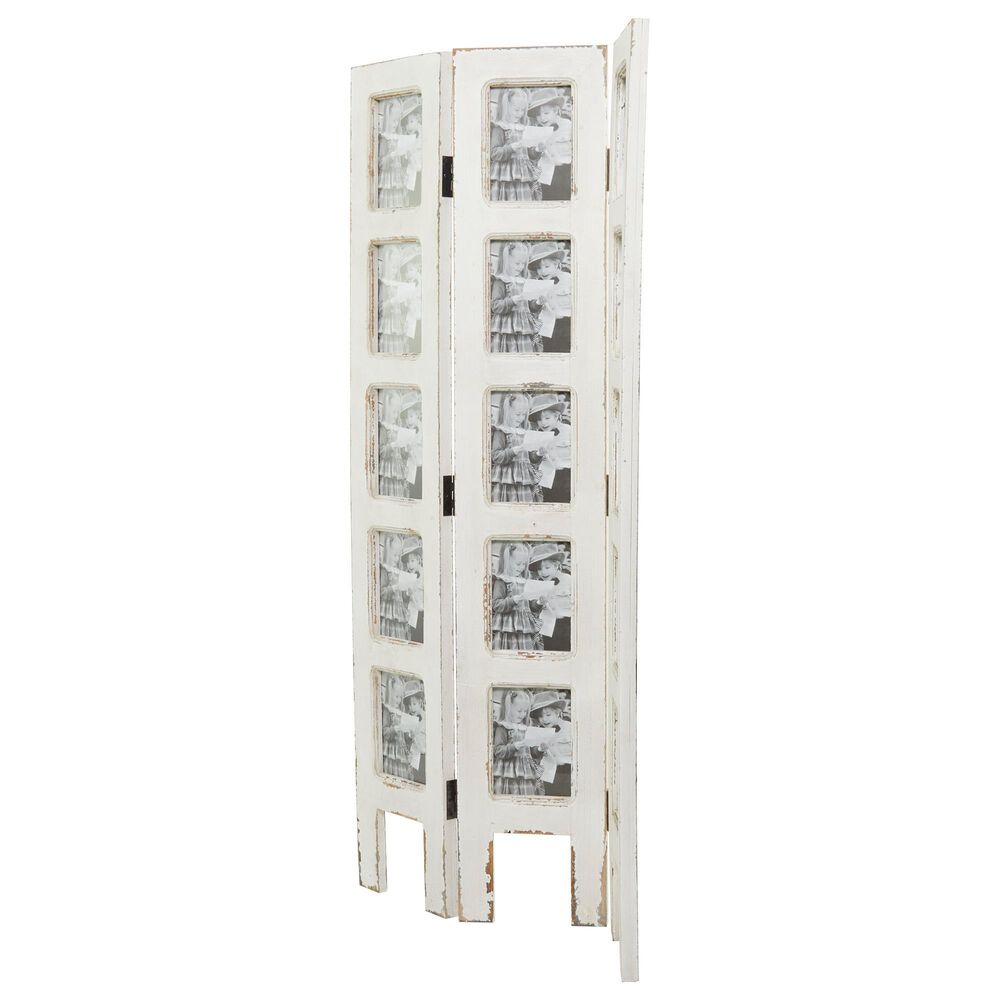 Maple and Jade Farmhouse Room Divider Screen in Distressed White, , large