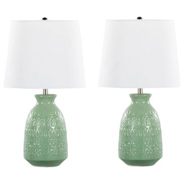 LumiSource Claudia Ceramic Table Lamp in Sage Green and Polished Nickel (Set of 2), , large