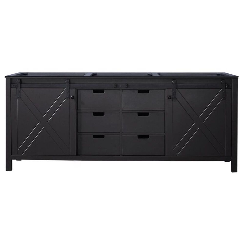 Lexora Home Marsyas 80&quot; Double Bathroom Vanity in Brown with 2 cm White Cultured Marble Top and Rectangular Sinks, , large