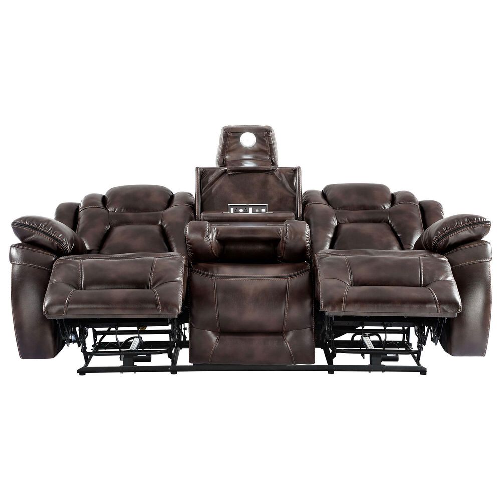 Steve Silver Oportuna Dual-Power Reclining Sofa with Drop-Down Table in Coffee, , large