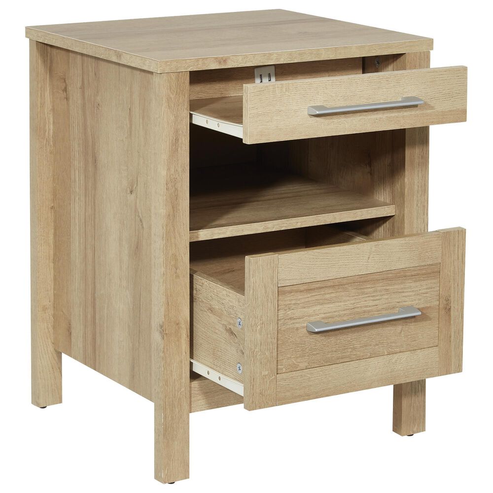 Valor Living Stonebrook 1-Drawer Nightstand with 2 USB Ports in Canyon Oak, , large