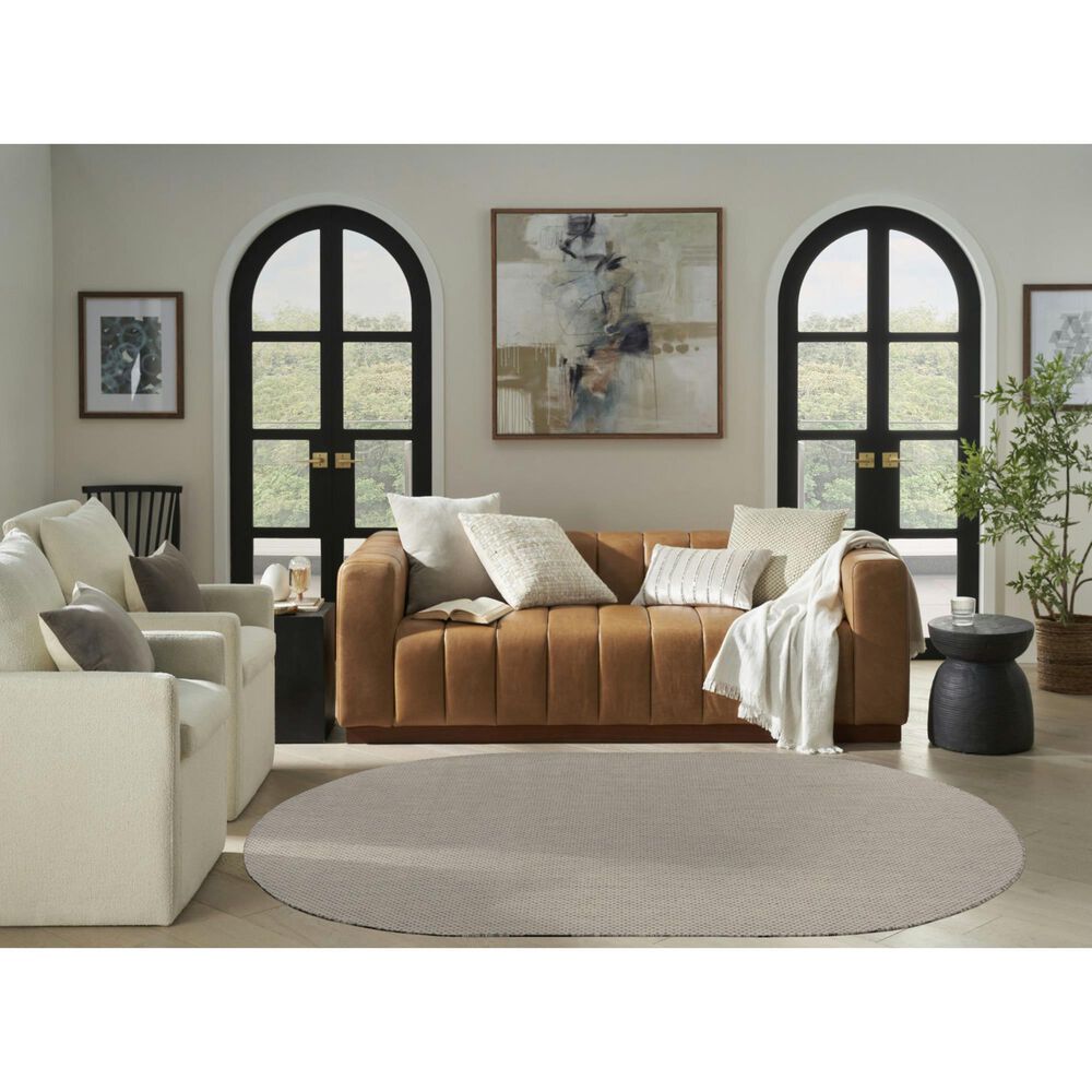 Nourison Courtyard Ivory and Silver 5&#39; x 8&#39; Oval Indoor/Outdoor Area Rug, , large