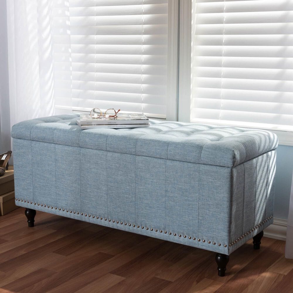 Baxton Studio Kaylee Storage Ottoman Bench in Light Blue, , large