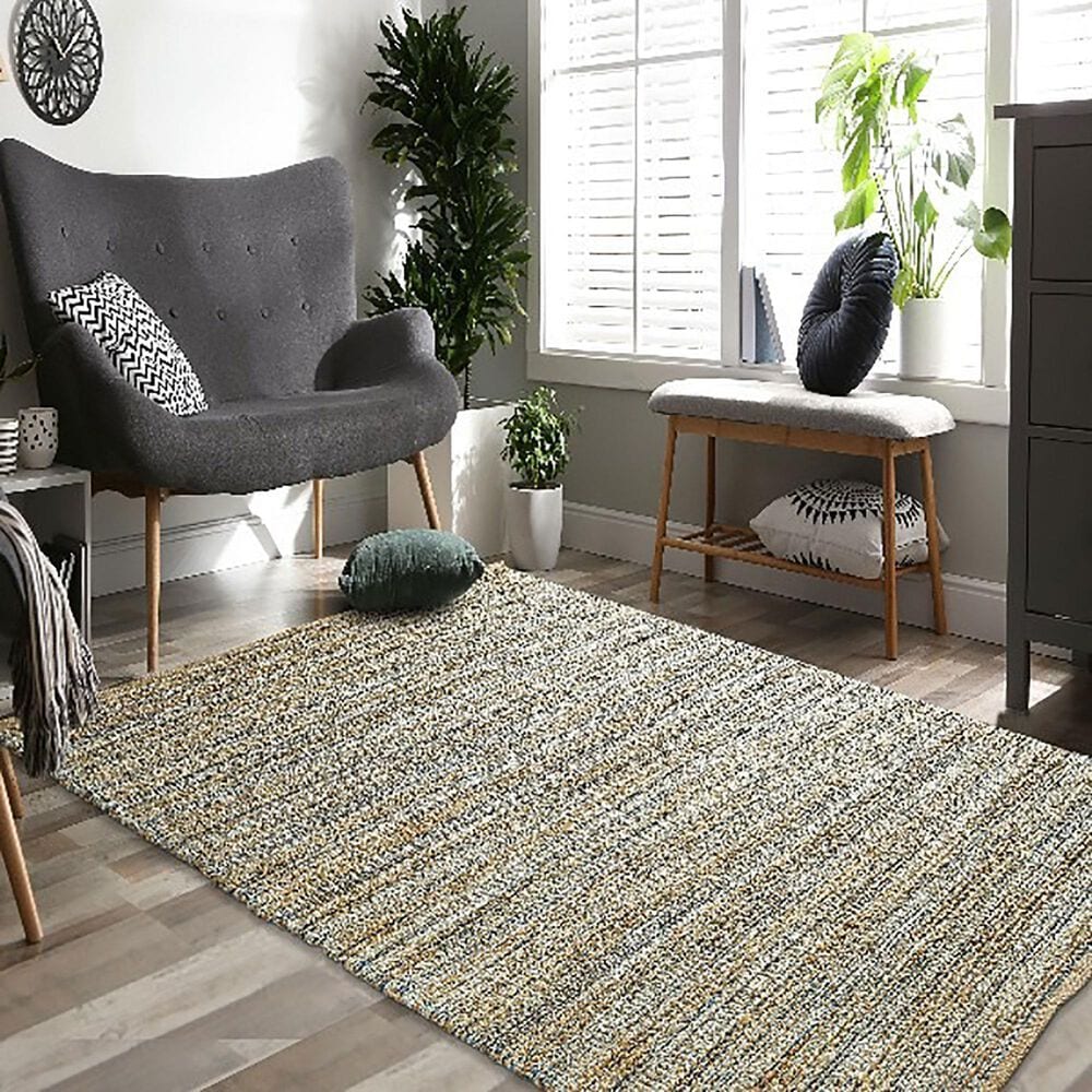 L&amp;R Resources Natural Fiber 9&#39; x 12&#39; Teal Area Rug, , large