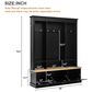 HOMLUX 9-Hook Hall Tree with 3-Cabinet in Black and Natural, , large