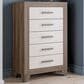 Ashley Sharnari 5-Drawer Chest in Antique White and Gray Brown, , large