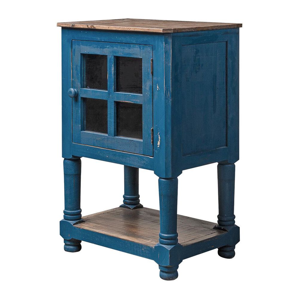 Rustic Imports Accent Table with Door in Aged Blue, , large