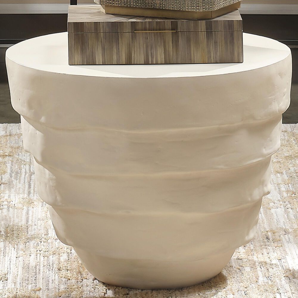 Splendor Living Marlowe Fiber Glass Indoor/Outdoor Side Table in Cream White, , large