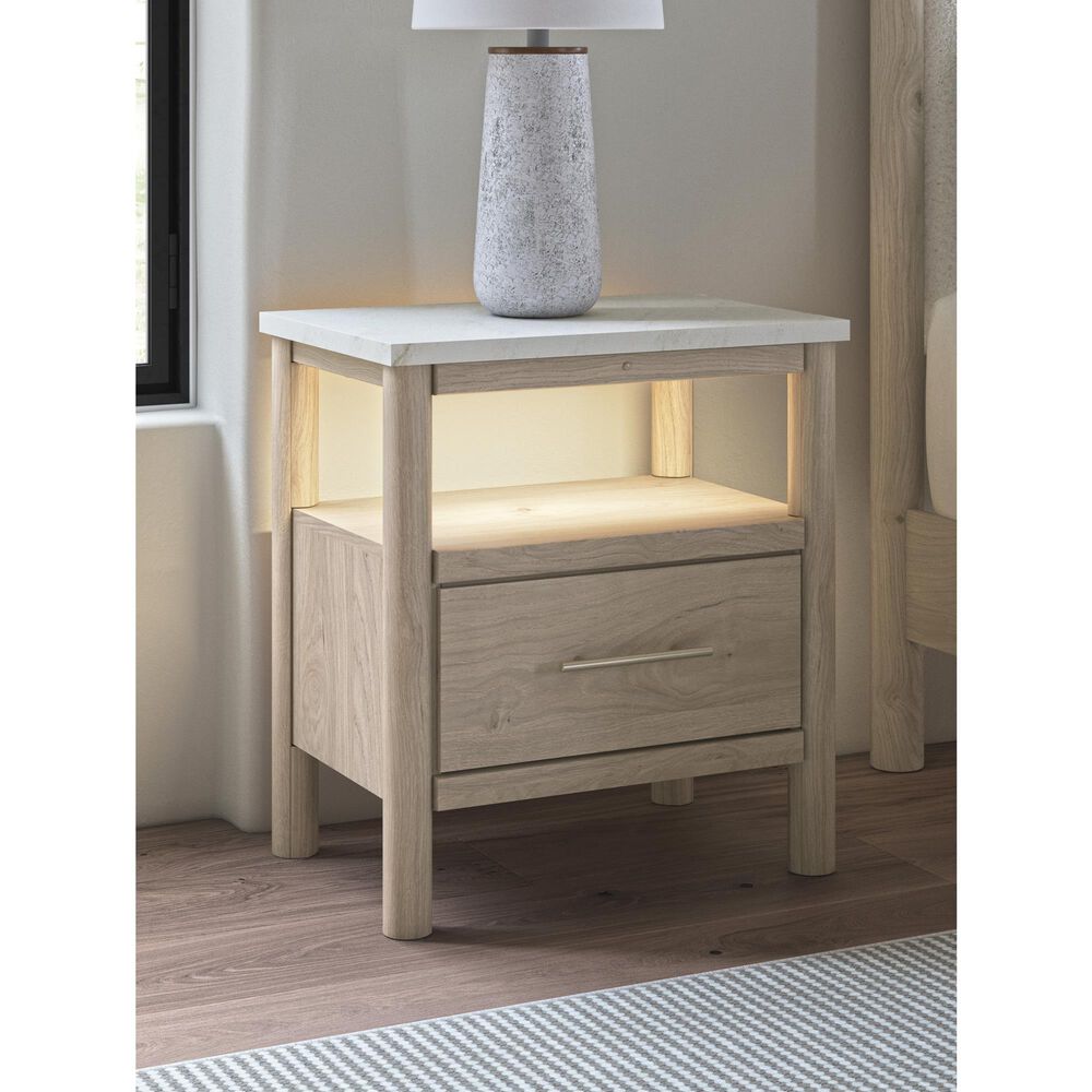 Ashley Cadmori 1-Drawer Nightstand in Brown and White, , large