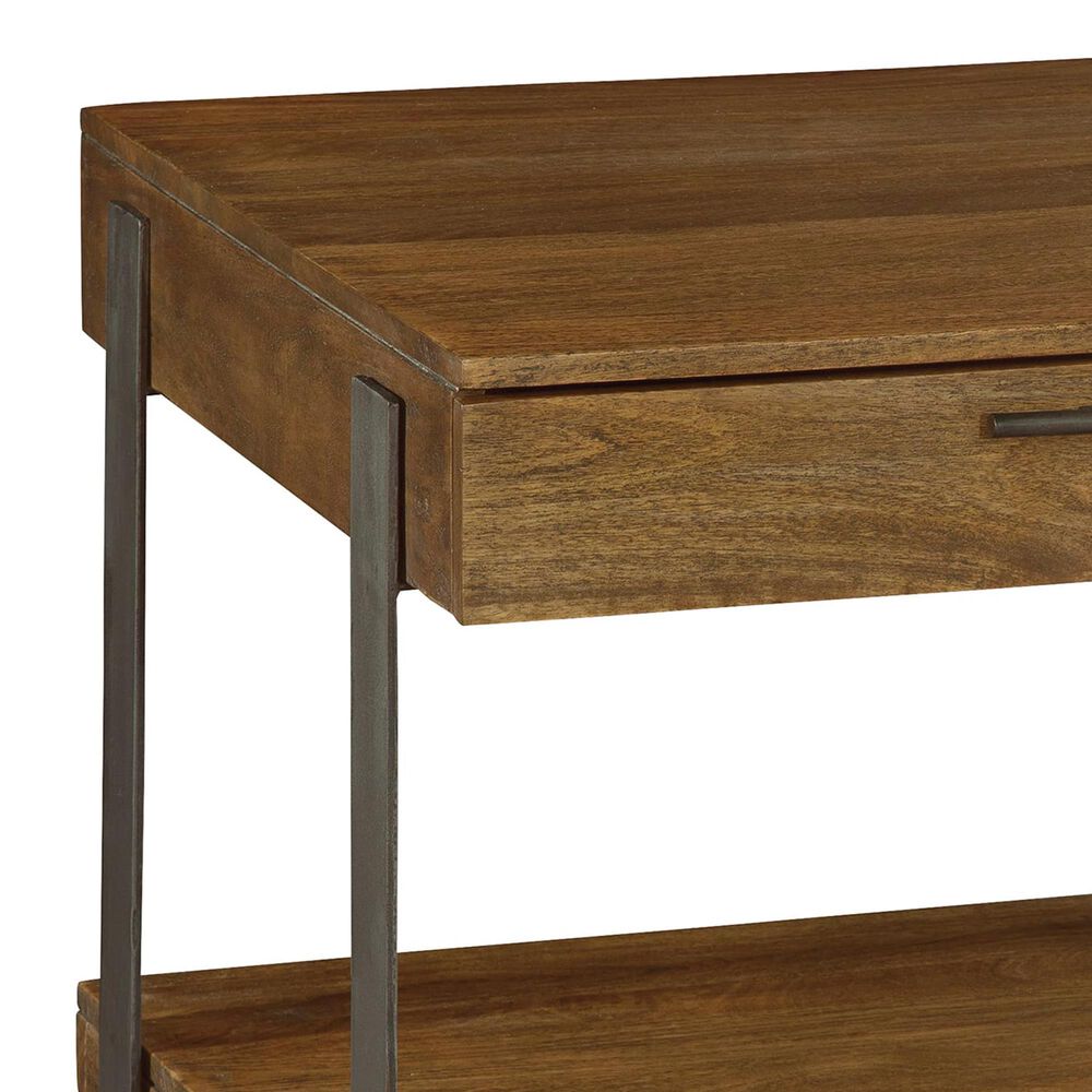 Hekman Bedford Park Iron Strap End Table with Drawer in Brown and Black, , large