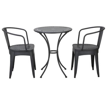 Hearth and Haven Lourdes 3-Piece Iron Bistro Set in Black, , large