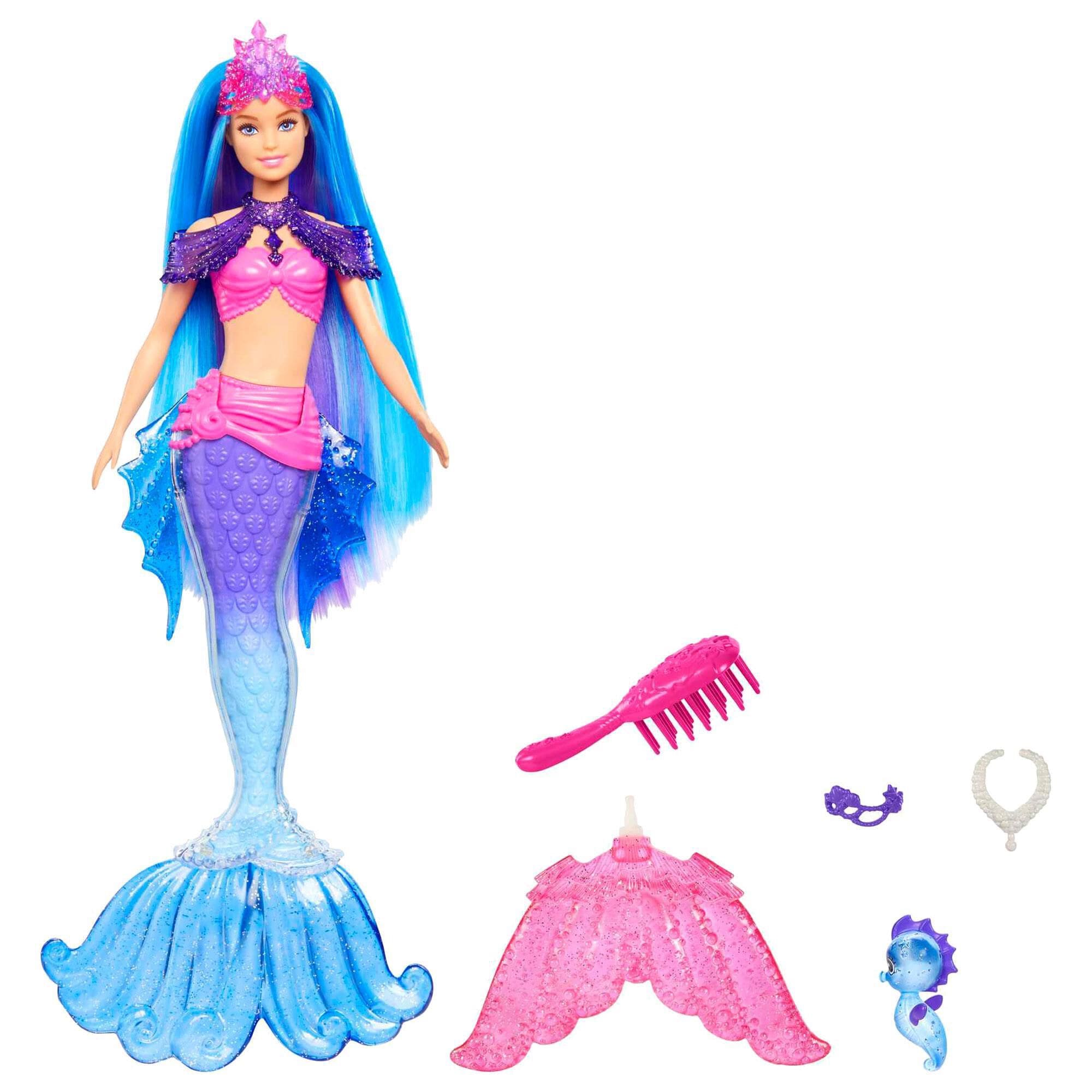 Barbie Mermaid Malibu Doll with Pet and Accessories in Blue NFM