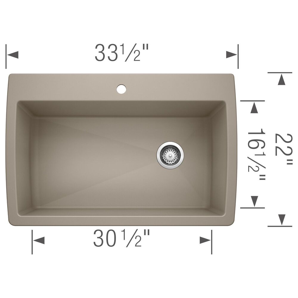 Blanco Diamond 34&quot; Super Single Dual Mount Kitchen Sink in Truffle, , large