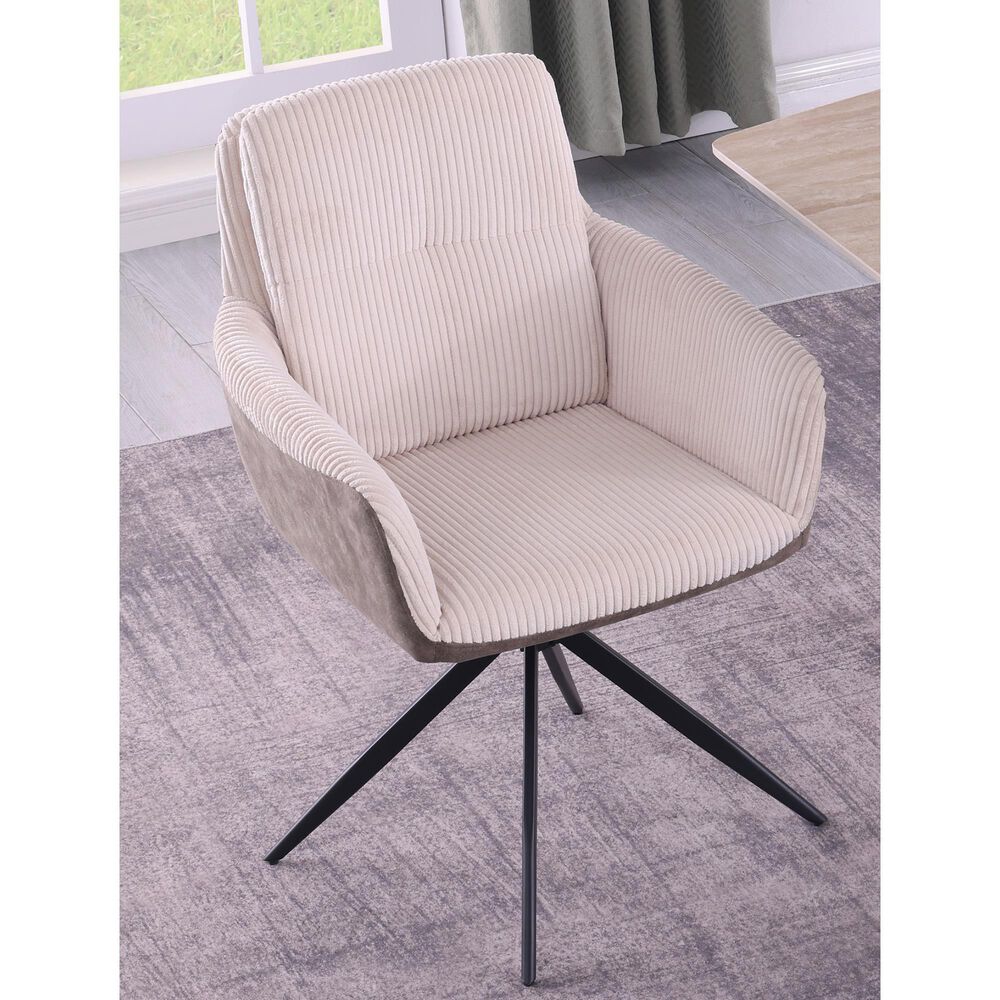 Monroe Two Tone Swivel Dining Chair in Brown and Cream, , large