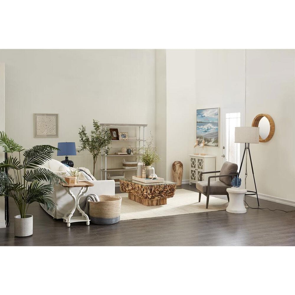 Maple and Jade Accent End Table with Wood Top in Distressed Brown and White, , large