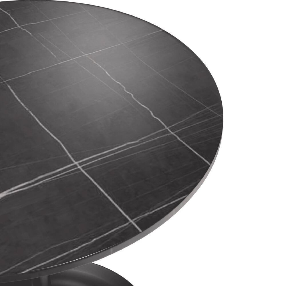 Leisuremod LeisureMod Verve Collection 48 Round Dining Table, Black Base with Sintered Stone Black Top, , large