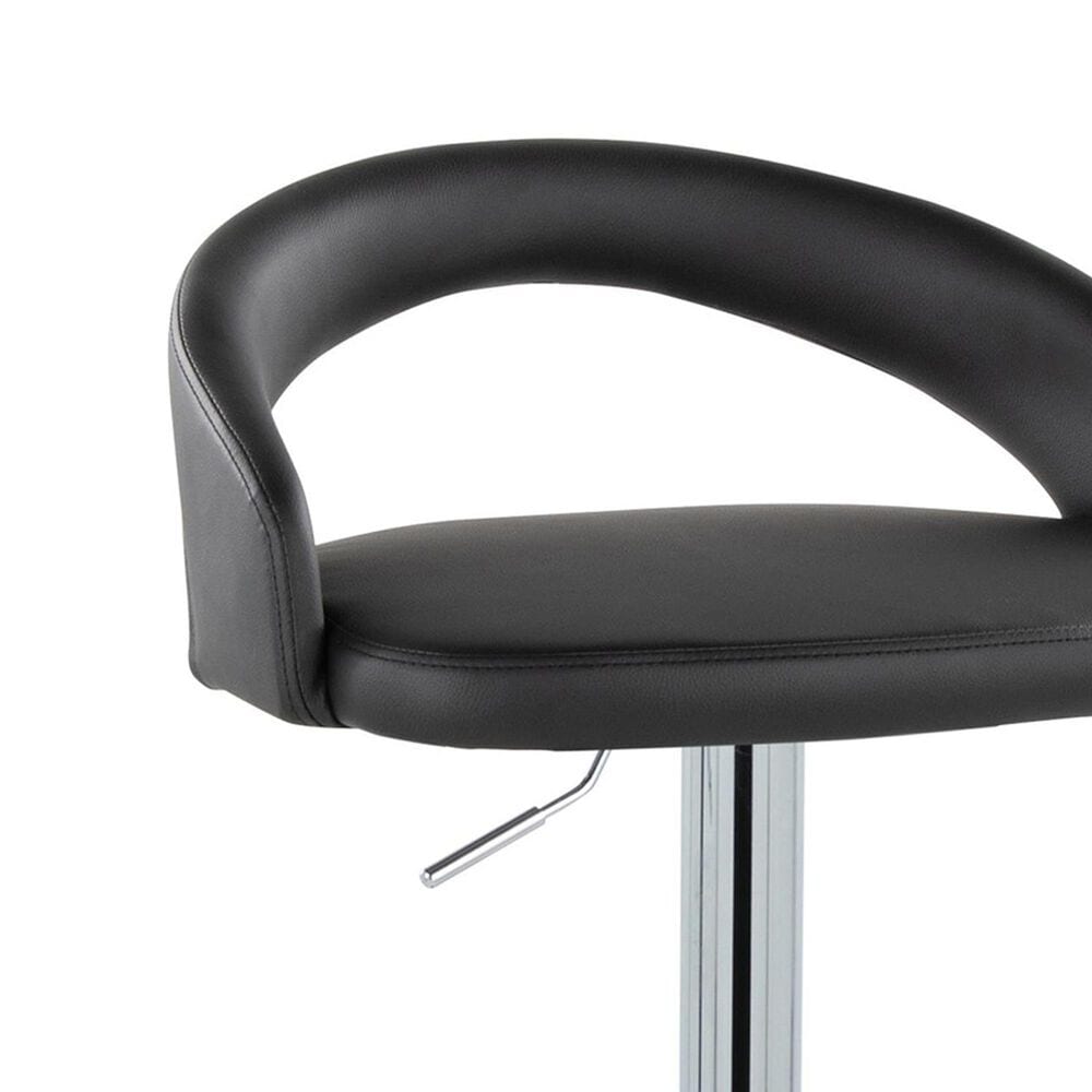 LumiSource Grotto Swivel Adjustable Bar Stool with Black Faux Leather Upholstery in Chrome (Set of 2), , large