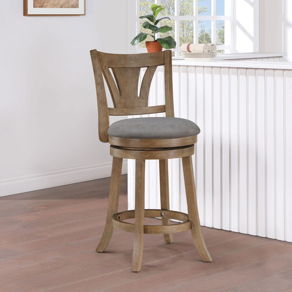 Office Star Products Miller Swivel Counter Stool with Dove Cushion Seat in Medium Oak, , large