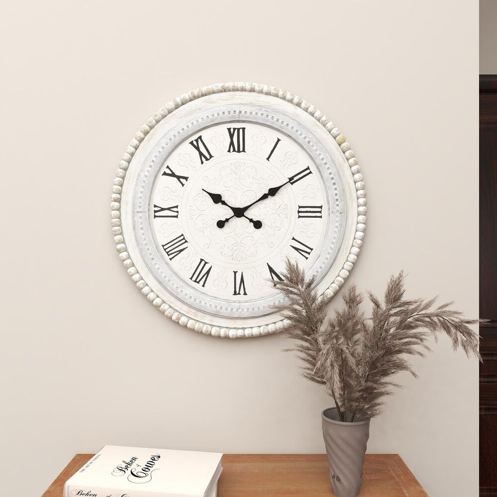 Maple and Jade 22&quot; Wall Clock in White, , large