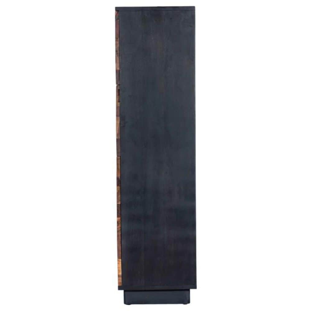 Home Trends &amp; Design Santa Fe 72&quot; Bar Cabinet in Natural and Matte Black, , large