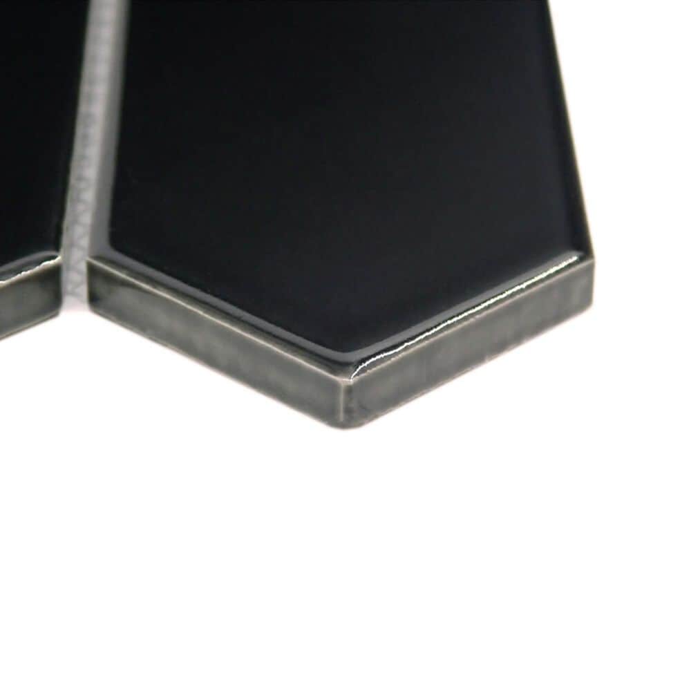 Emser Catch Glossy Black 2" x 2" Hexagon on 10" x 13" Porcelain Mosaic Sheet, , large