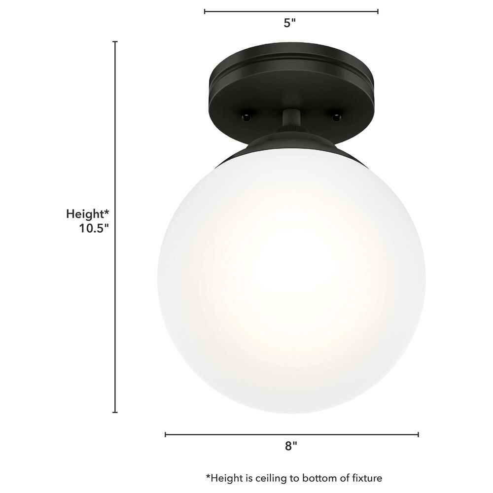 Hunter Hepburn 1-Light Semi-Flush Mount in Matte Black, , large