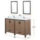 Lexora Home Ziva 60" Double Bathroom Vanity in Rustic Barnwood with 2 cm White Quartz Top and Rectangular Sinks, , large