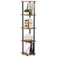 HOMLUX 5-Tier Modern Tall Corner Open Bookshelf in Light Cherry and Black, , large