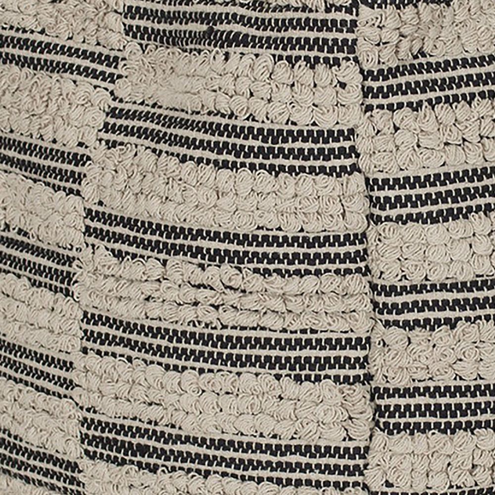 India House 18&quot; x 18&quot; Square Fringe Pouf in Black and Natural, , large