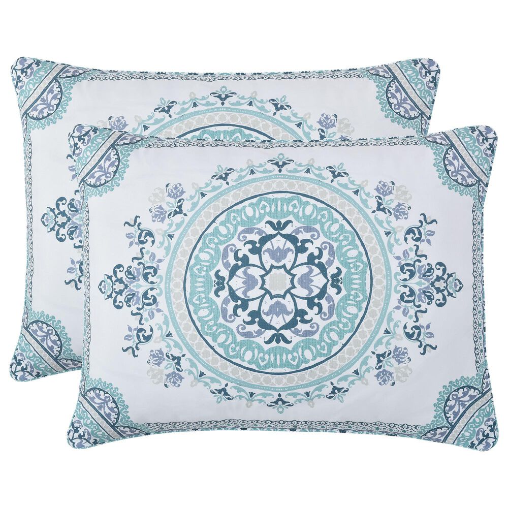 Royal Court Afton 4-Piece Queen Comforter Set in Blue and White, , large