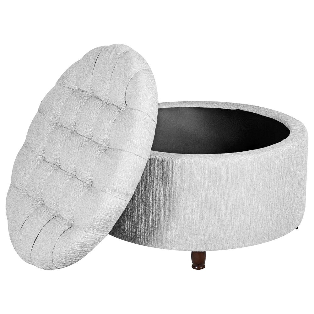 Regency Global Sourcing Knight 28" Round Storage Ottoman in White, , large