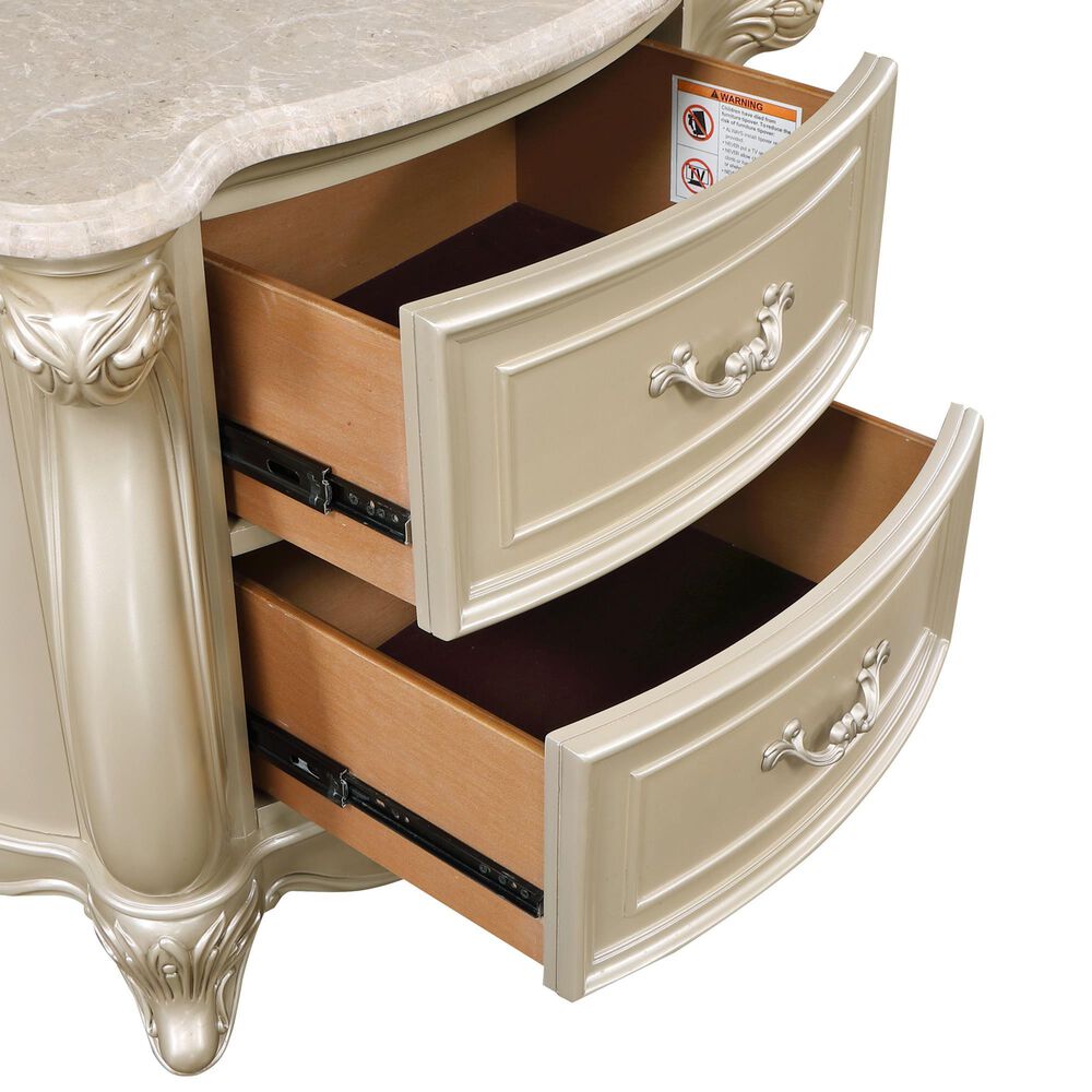 New Heritage Monique 2-Drawer Nightstand with Marble Top in Champagne, , large