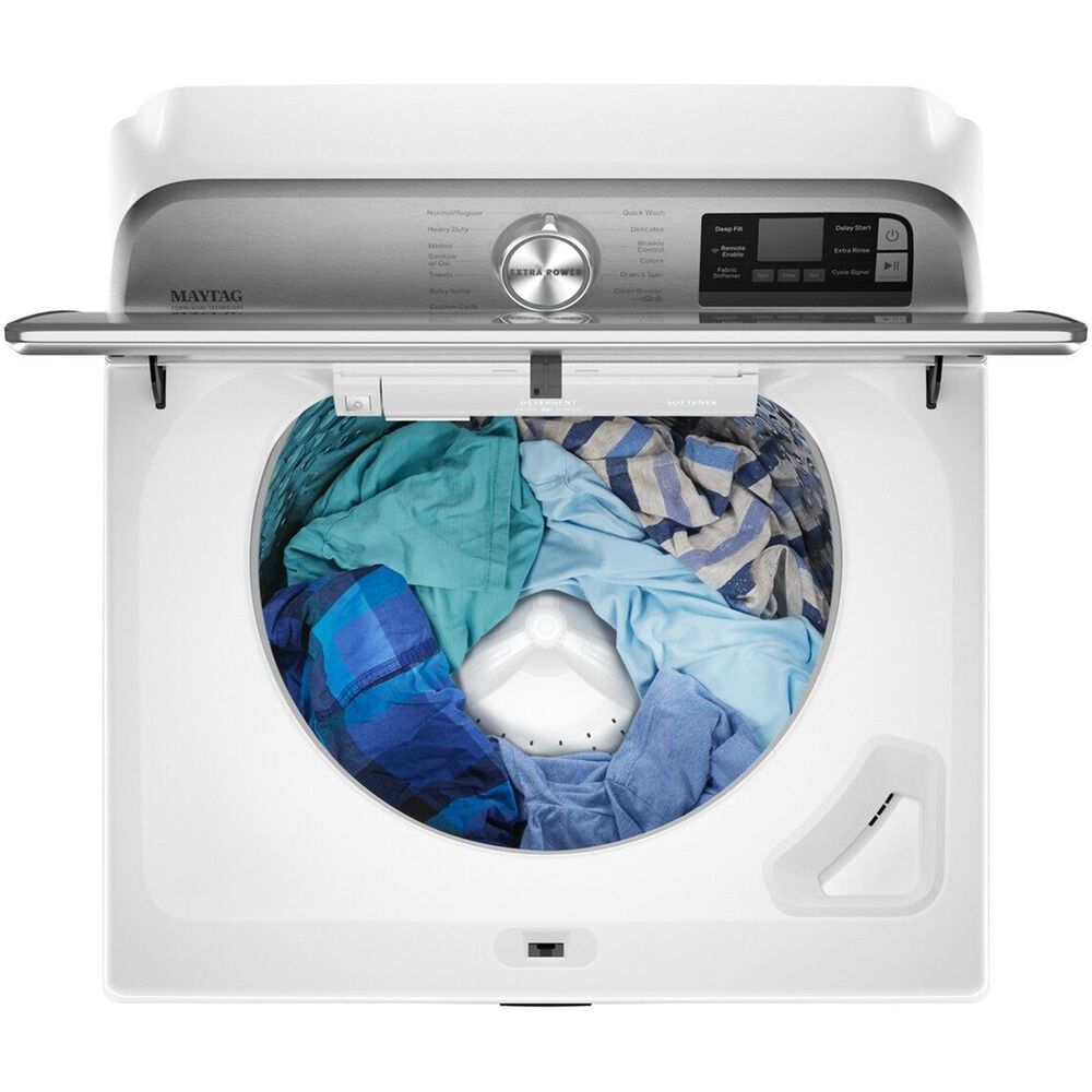 Maytag 5.3 Cu. Ft. Top Load Washer with Extra Power Button in White