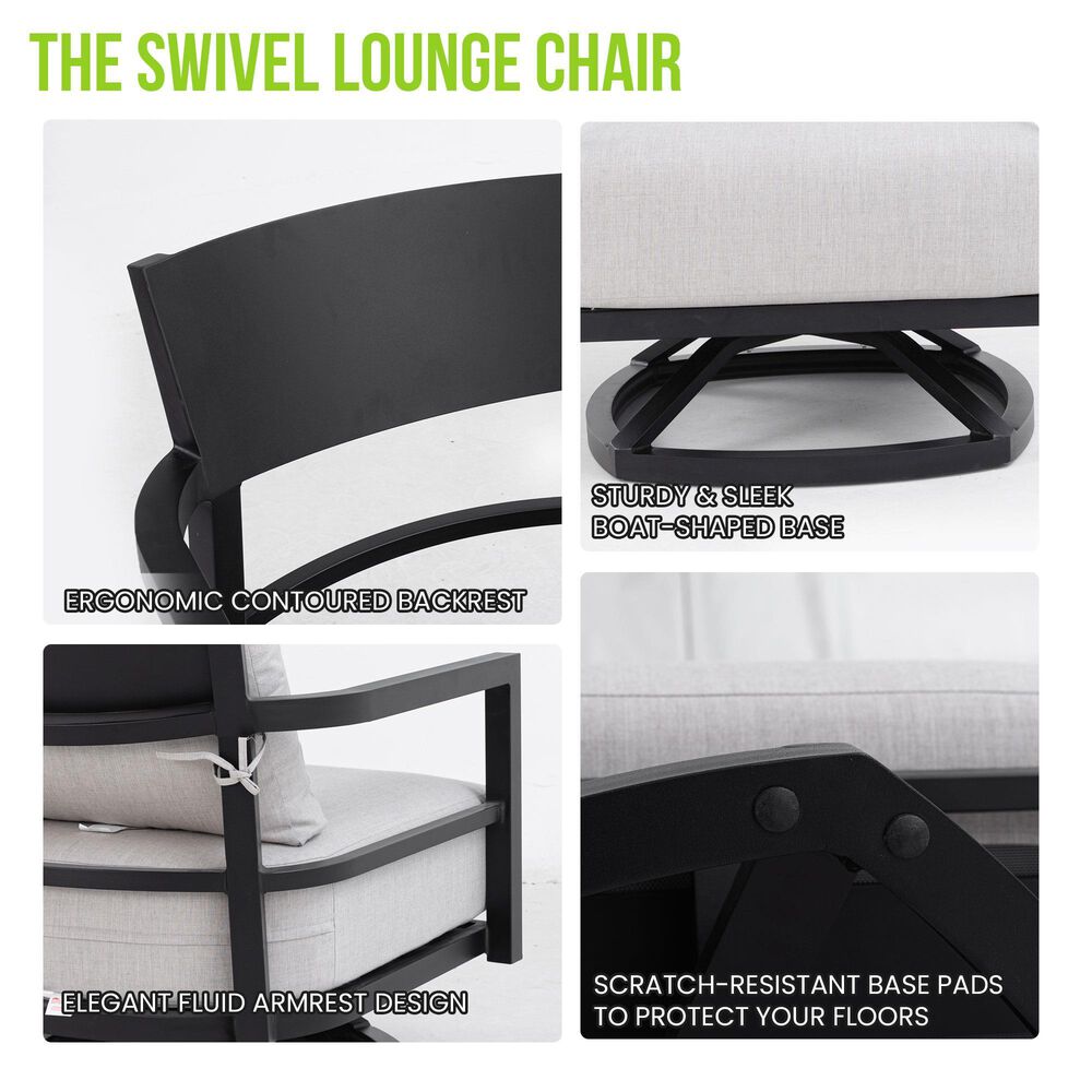 Hearth and Haven Outdoor Swivel Lounge Chair in Ember Black, , large