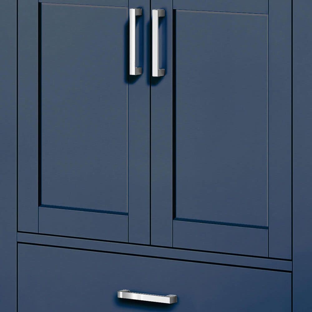 Lexora Home Jacques 30&quot; Single Bathroom Vanity in Navy Blue with 2 cm White Quartz Top and Rectangular Sink, , large