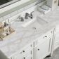 James Martin Vanities Brittany 60" Single Bathroom Vanity in Bright White with 3 cm Eternal Jasmine Pearl Silestone Top, Rectangular Sink and FreePower Wireless Charger, , large