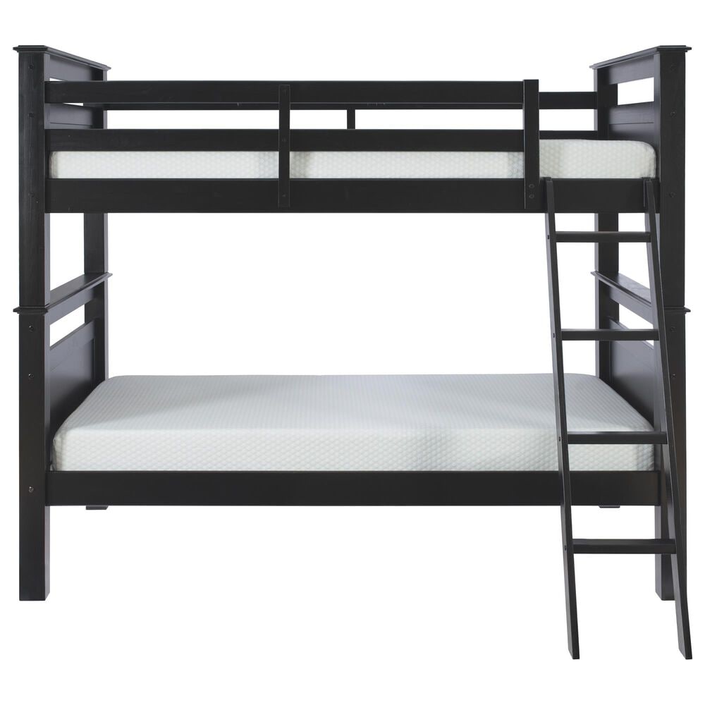 Linon Home Decor Beckett Twin Over Twin Bunk Bed in Black, , large