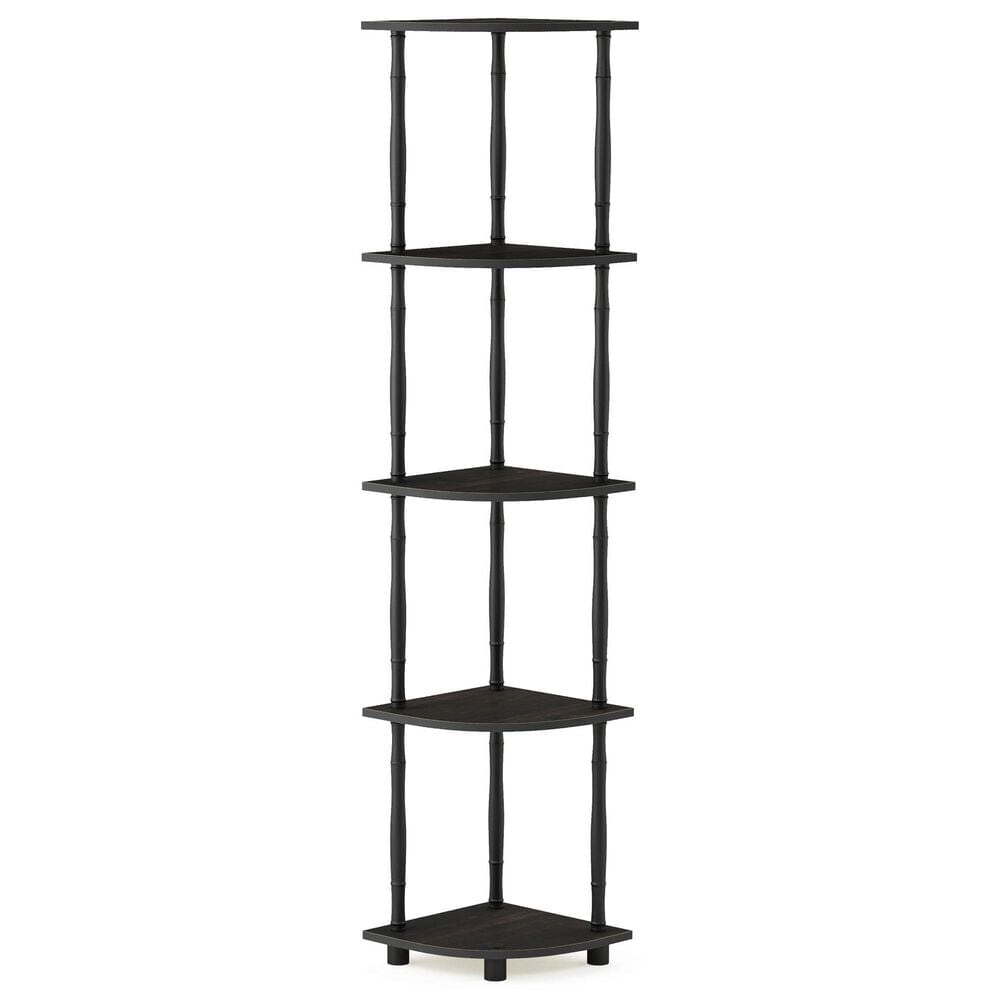 HOMLUX Turn-N-Tube 5-Tier Corner Display Rack in Espresso and Black, , large