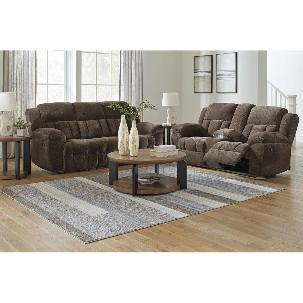 Ashley Frohn Manual Reclining Loveseat in Chocolate, , large