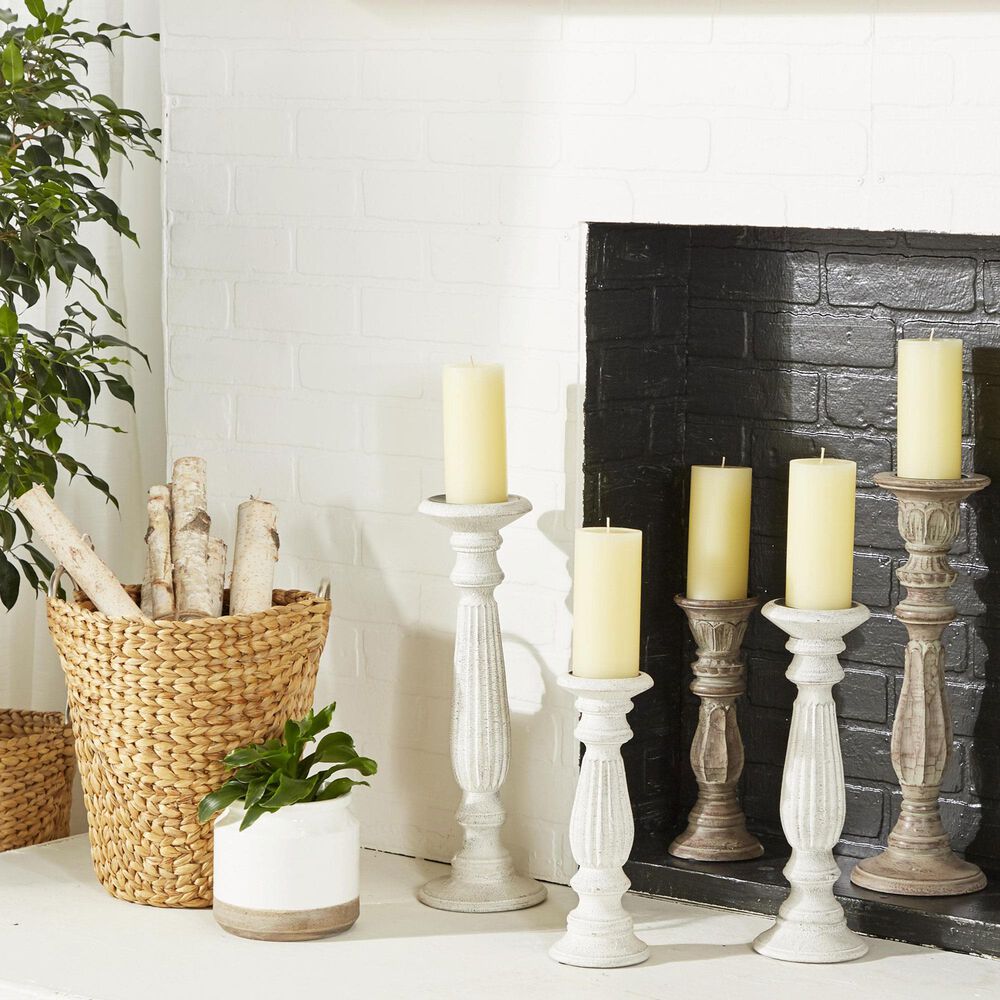 Maple and Jade 12&quot;, 15&quot;, 18&quot; Decorative Candle Holder in White &#40;Set of 3&#41;, , large
