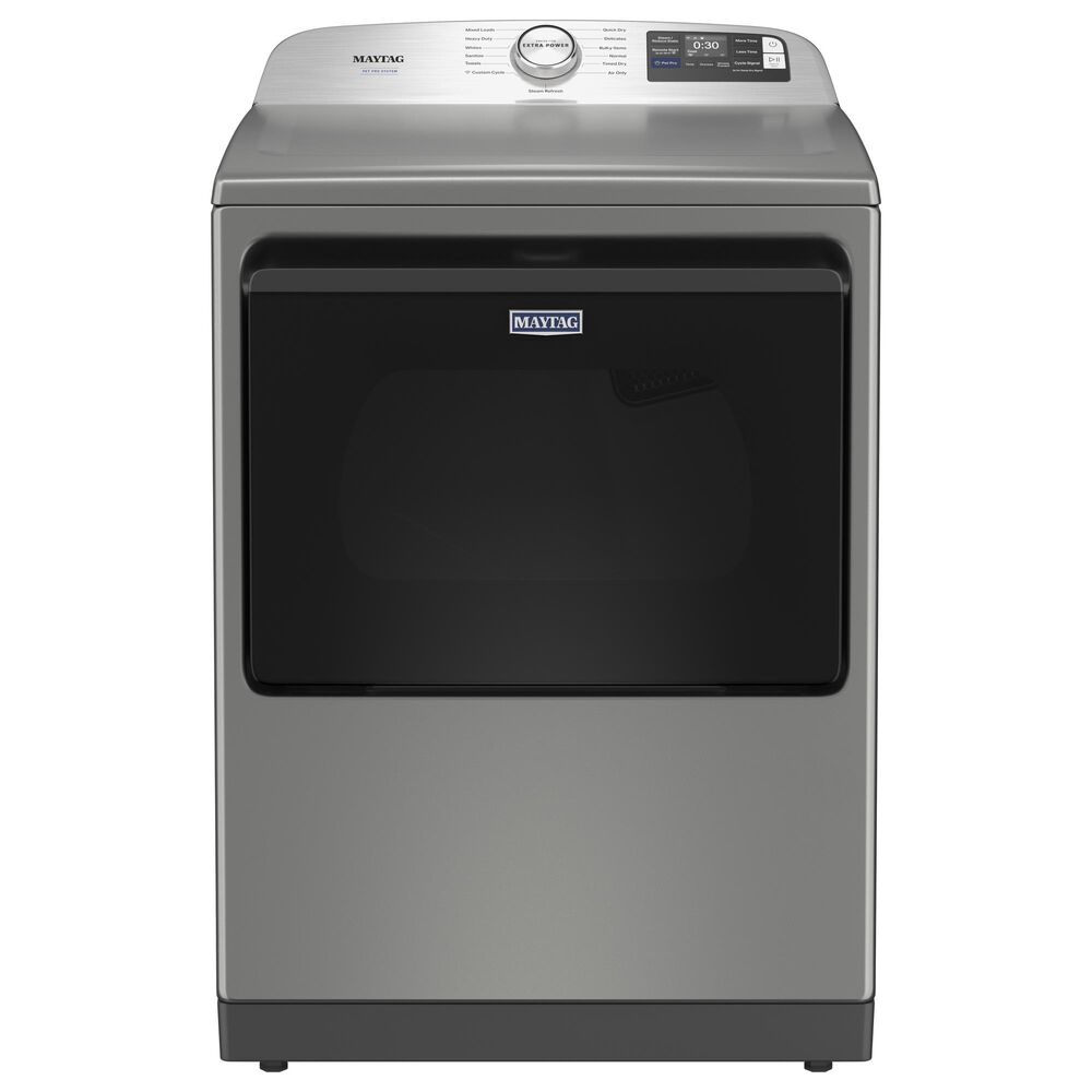 Maytag 5.3 Cu. Ft. Smart Pet Pro Top Load Impeller Washer and 7.4 Cu. Ft. Gas Smart Top Load Dryer Laundry Pair in Classic Silver, , large