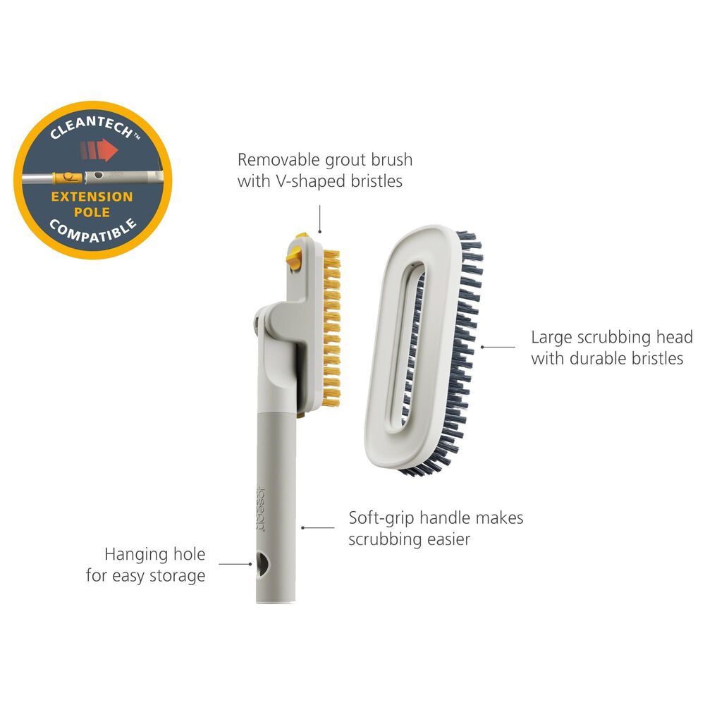 Joseph Joseph CleanTech 2-in-1 Tile Scrubber Tool in Stone, , large