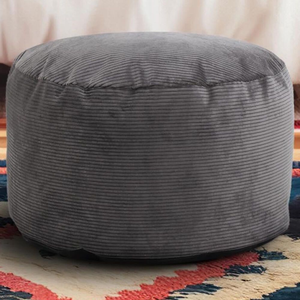 Howard Elliott Pana Short Pouf in Charcoal, , large